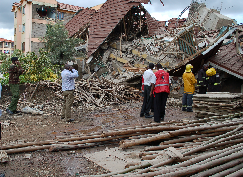 The scene of the collapsed building in Westlands.