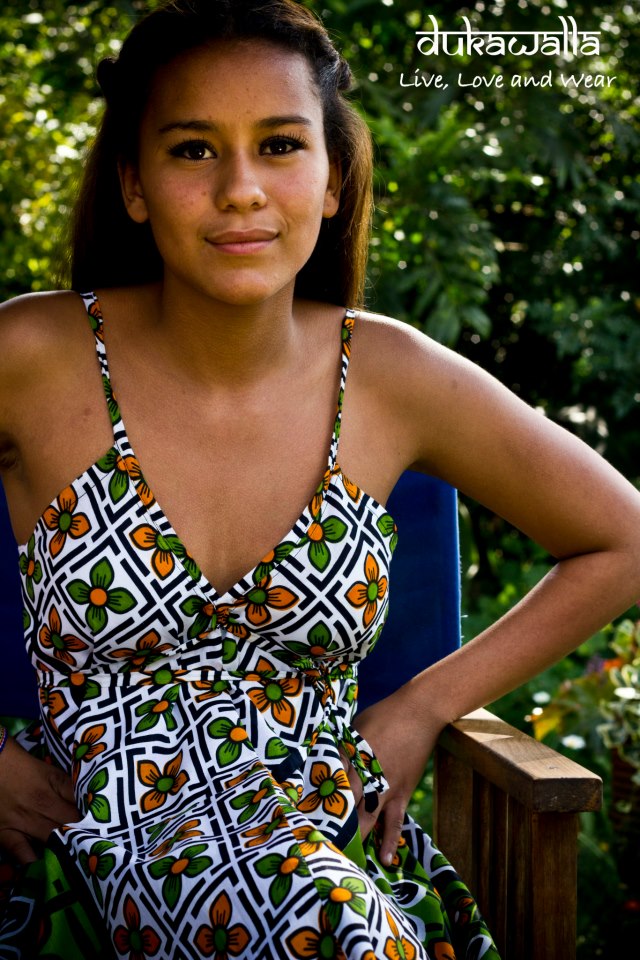 Green Purple Floral Kanga Sundress
