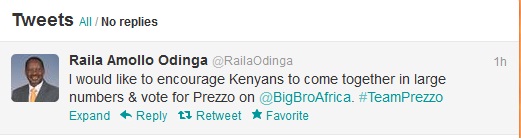 RAILA PREZZO TWEET