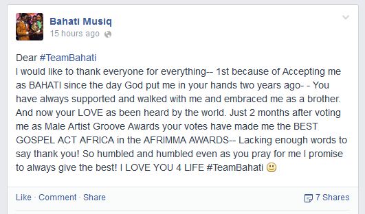 Bahati win