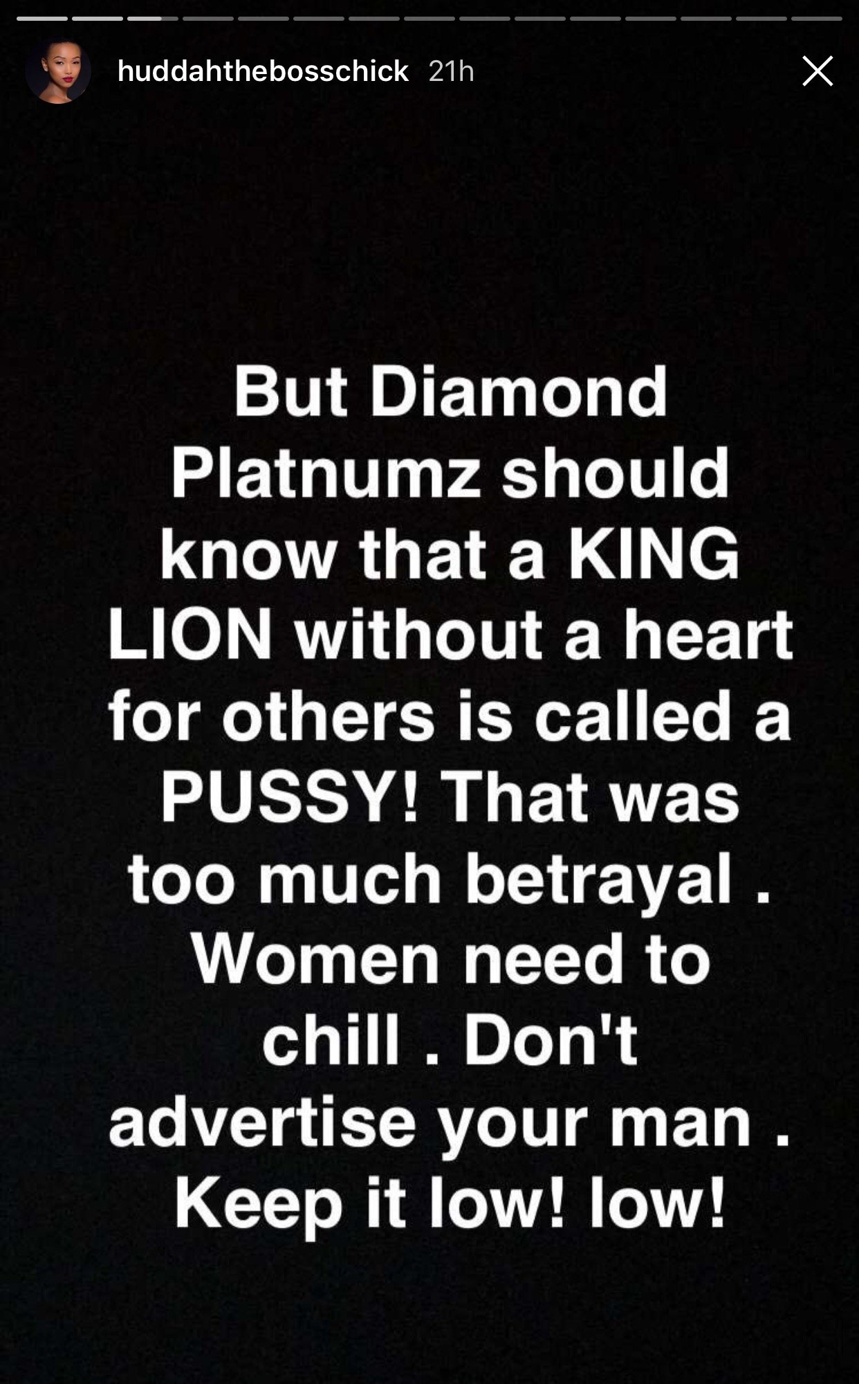 Huddah's post