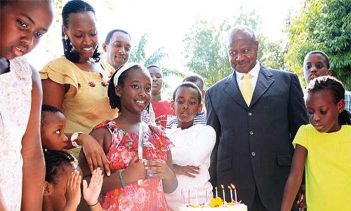 President Museveni with her daughter and grandchildren