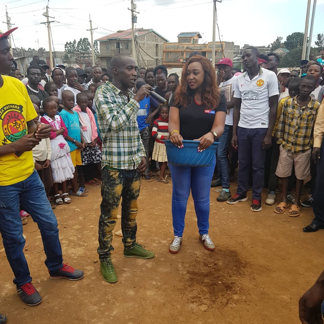 Betty Kyallo and Bonoko at Lea children's home in Mathare