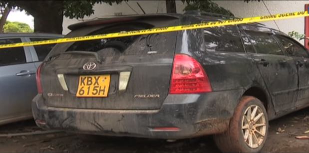 The Toyota Fielder that Janet Wangui Waiyaki and Bernard Chege were in when police opened fire at them