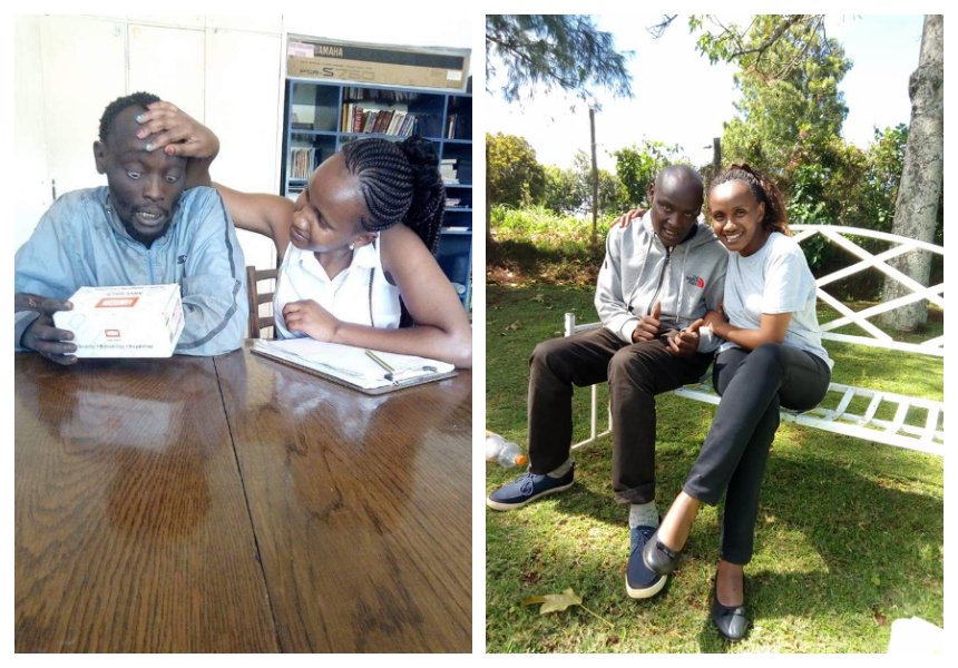 Wanja with Hinga before and after rehab