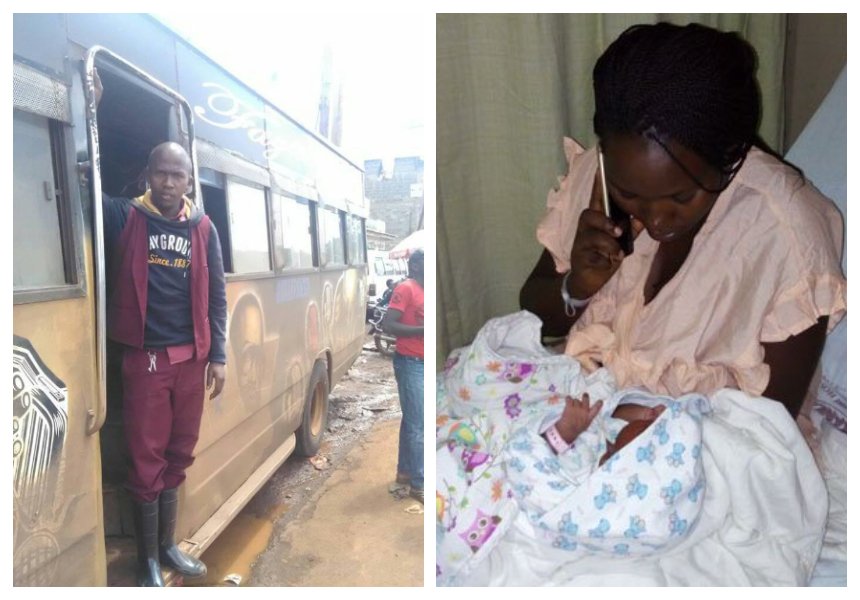 It’s a baby boy! Wife of honest matatu tout delivers baby at Nairobi Hospital, no bills charged (Photos)