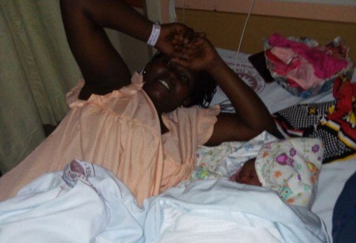 Daniel Mwaura's wife at Nairobi Hospital with her newborn son