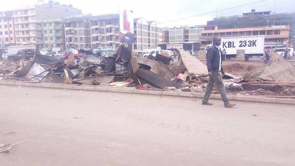 Some of the kiosks that were demolished during the exercise