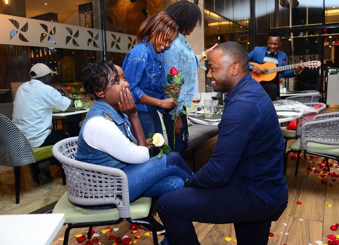 Jacque Maribe and Jowi during the proposal