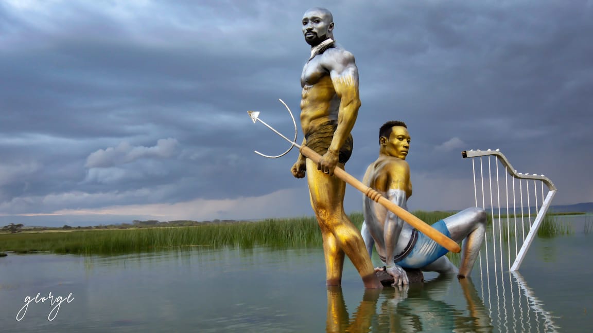 The two bodybuilders pose for a photo at Lake Nakuru. Photo/George Owour and Collo Sanchez