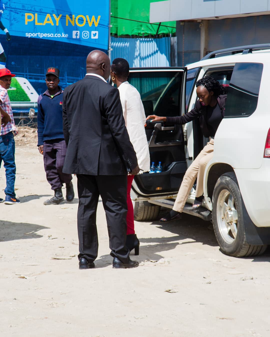 Vesha Okello and Akothee arrive at work