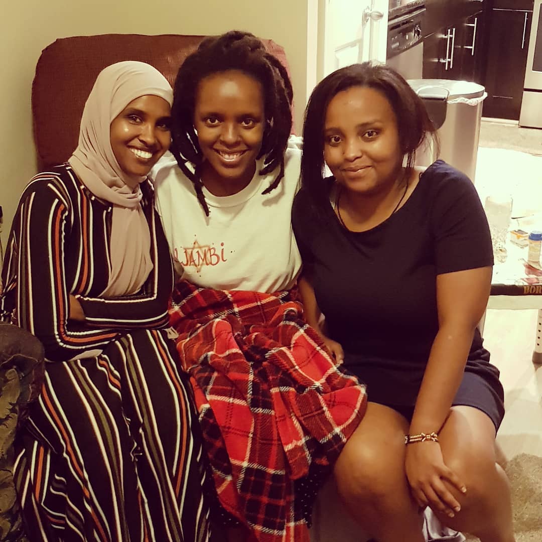 Njambi with some of the people who visited her in hospital