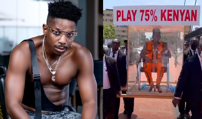 Eric Omondi Causes Drama At Parliament With Modified 'House'-I Will Camp Here Until They Pass The Bill
