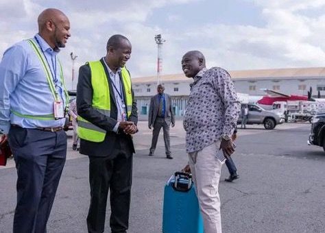 DP Gachagua seen boarding a commercial flight, carrying his own luggage