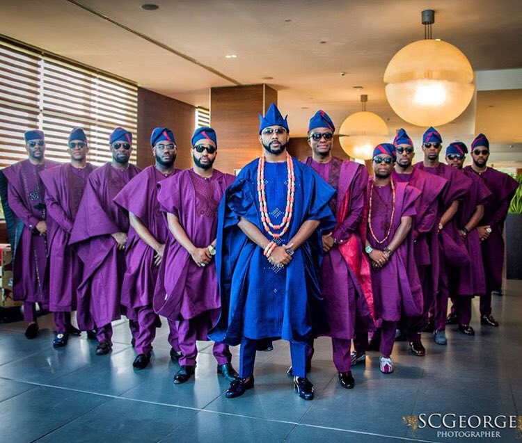 Dashing groomsmen at the traditional wedding of Banky W and Adesua Etomi