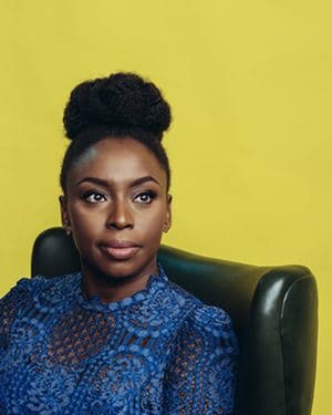 Chimamanda Adichie poses with french first lady, Brigitte Macron in Paris