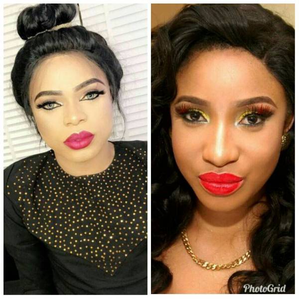 Tonto Dikeh and Bobrisky Share  Deep Kiss at Actress’ Birthday Get Together