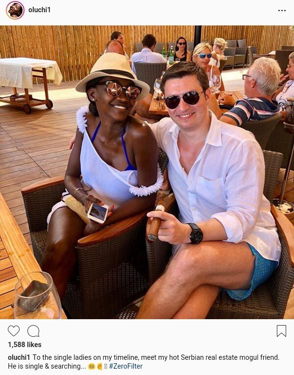 Toke Makinwa shows interest in a Serbian real estate mogul who is a friend to model Oluchi Rlandi