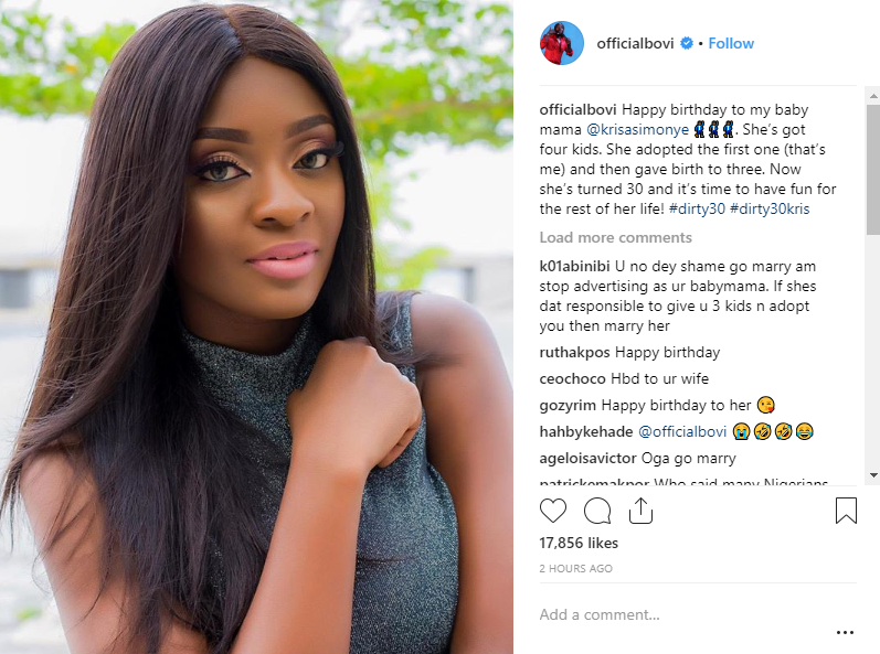 Bovi slams IG user who criticized his birthday message to his wife