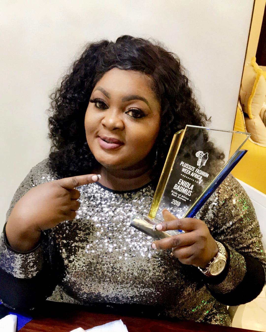Eniola Badmus Wins Best Actress at Plus Size Fashion Week Africa
