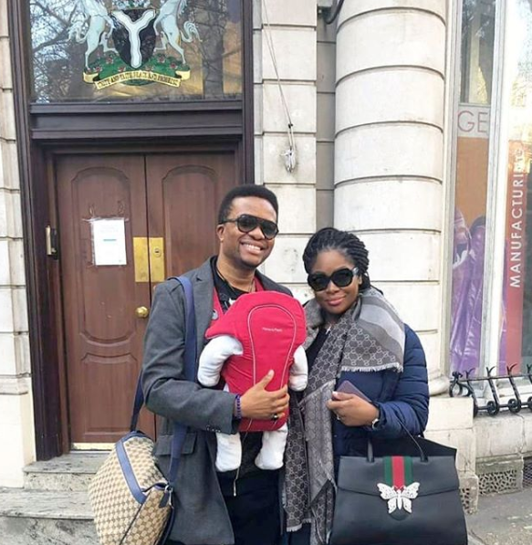 Lovely Photo of Toolz, her Husband, Tunde and their Son