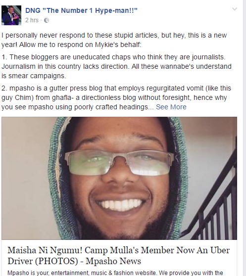 DNG defends Mykie Tuchie