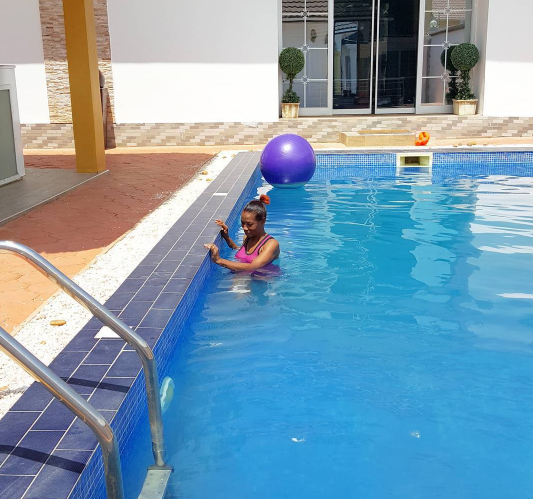 Mama Diamond Platnumz swimming 