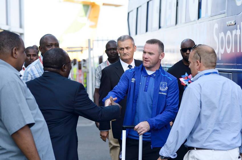 Wayne Rooney and his team touch down in Tanzania ahead of Thursday match with Gor Mahia (Photos)