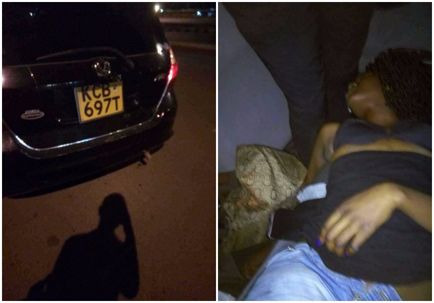 Netizens mount search for owner of Honda KCB 697T as driver dumps unconscious lady in Roysambu (Photos+video)