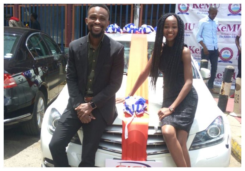 Lovey dovey Nairobi lady brings business to a standstill as she gifts her boyfriend 2.8 million Mercedes on Valentine’s Day
