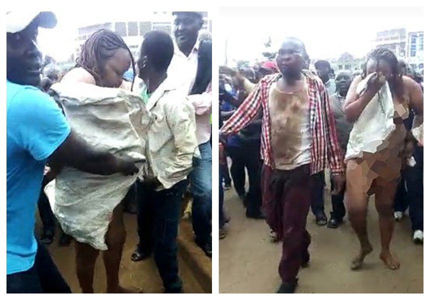 Elizabeth Wanjiru Kamau stripped and forced to walk bare in the streets of Embu after conning MPesa agent