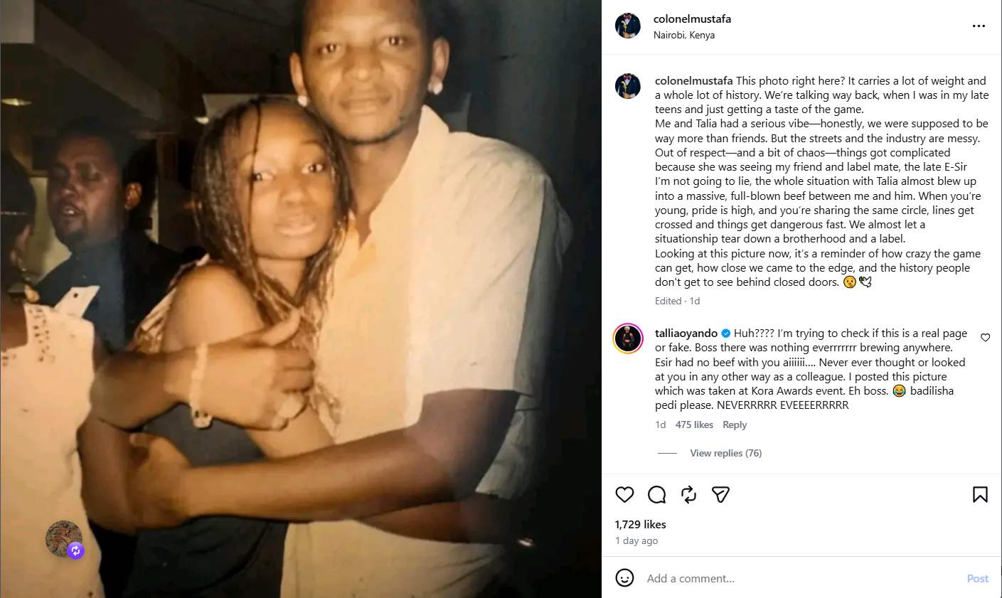 Colonel Mustafa claims E-sir sliced him of Tallia Oyando, she fires back calling him a liar