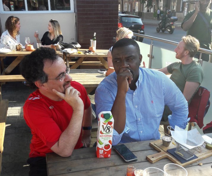 John Dumelo And Jon Benjamin Drink V8 Juice In The UK(PHOTOS)