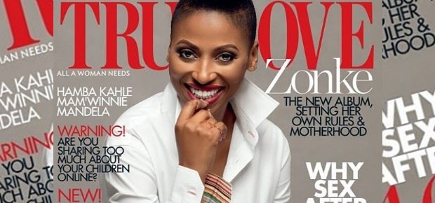 Zonke looks gracious on the cover of True Love