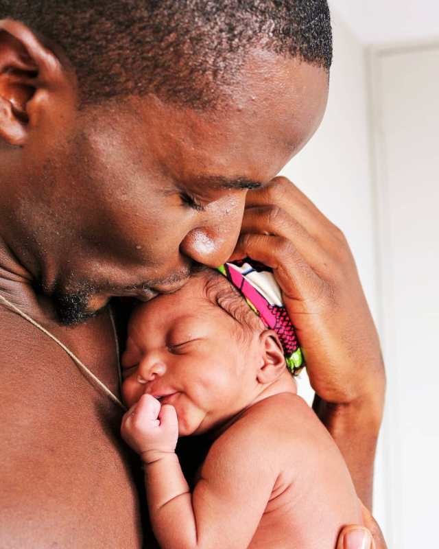 Joe Kazadi shows off his baby girl