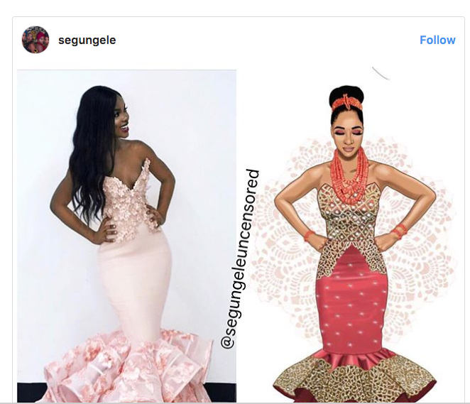 Adesua Etomi’s Wedding Dress Maker, Toju Foyeh Accused of Stealing Design #BAAD2017