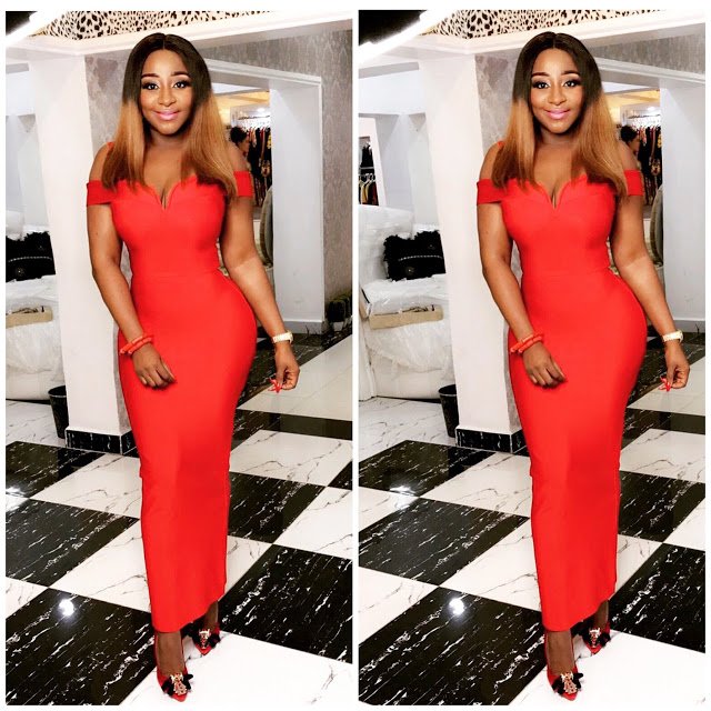 Ini Edo looking gorgeous and stunning in red dress