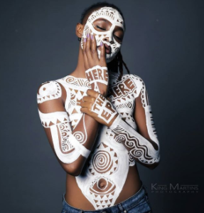 EX BBN Marvis in body paint photo shoot