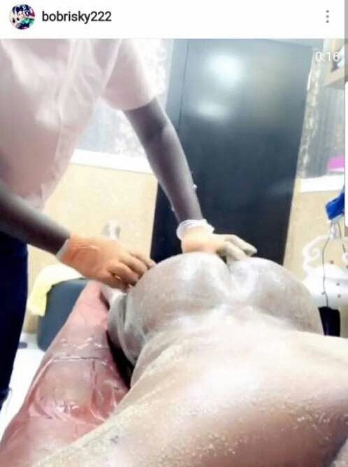 Bobrisky puts butt on display during spa session