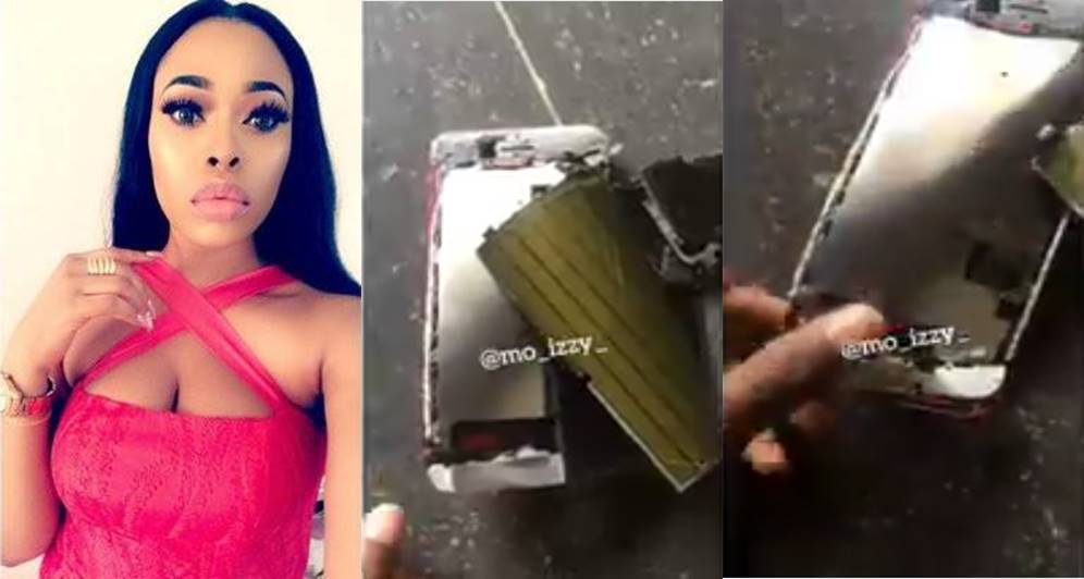 Lady Destroys her iPhone7 Plus Over Boyfriends Refusal to Buy her iPhone XS Max