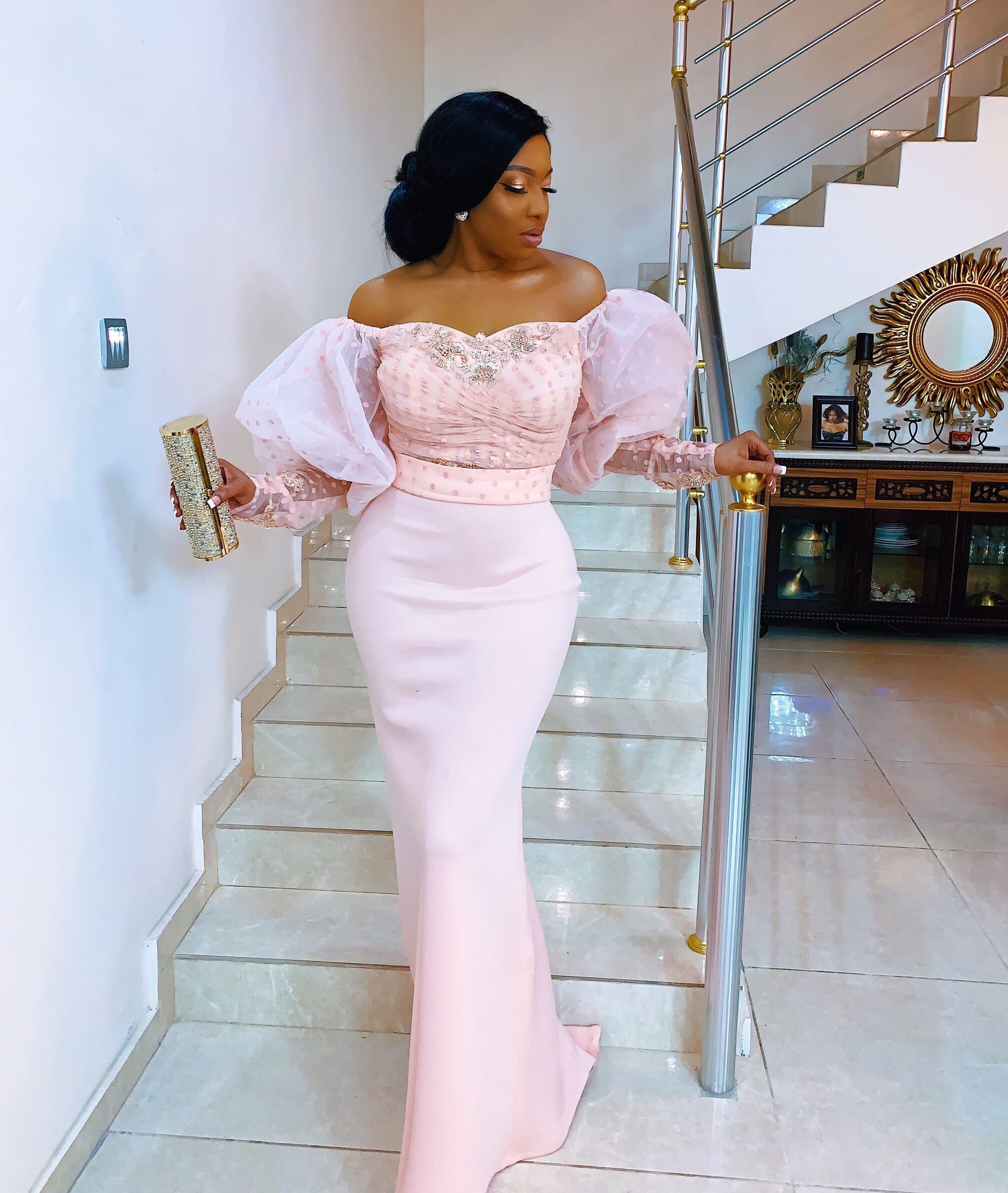 Chika Ike looks gorgeous in this pink dress