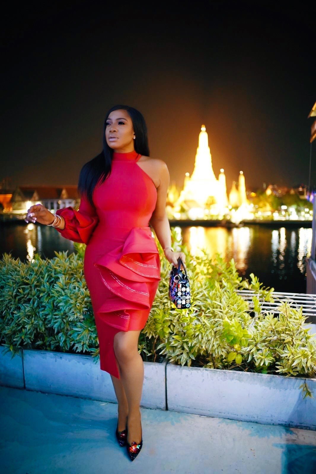Actress Chika Ike stuns in Thailand red