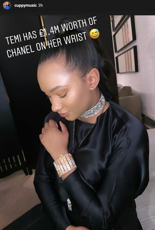 Temi Otedola wears  £1.4 million worth of Chanel on her wrist at a party in London