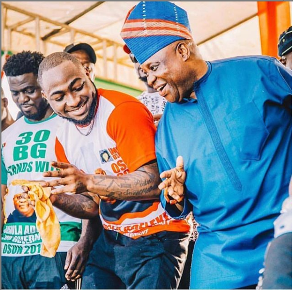 Davido Reacts as his Uncle, Ademola Adeleke is Declared Winner of Osun State Gubernatorial Election