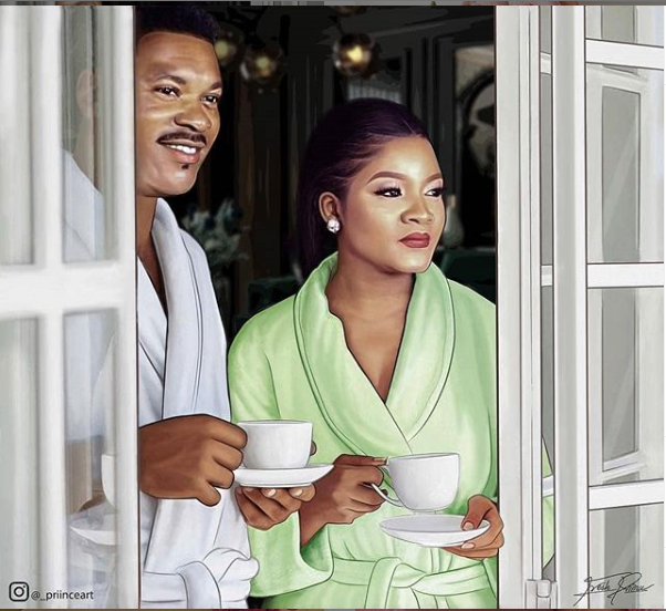 Omotola Jolade Gets Beautiful Artwork from a Talented Fan